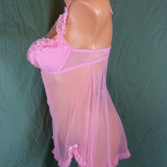 Victorias Secret 34B Sheer Pink Nighty Ruffles - Picture 4 of 8